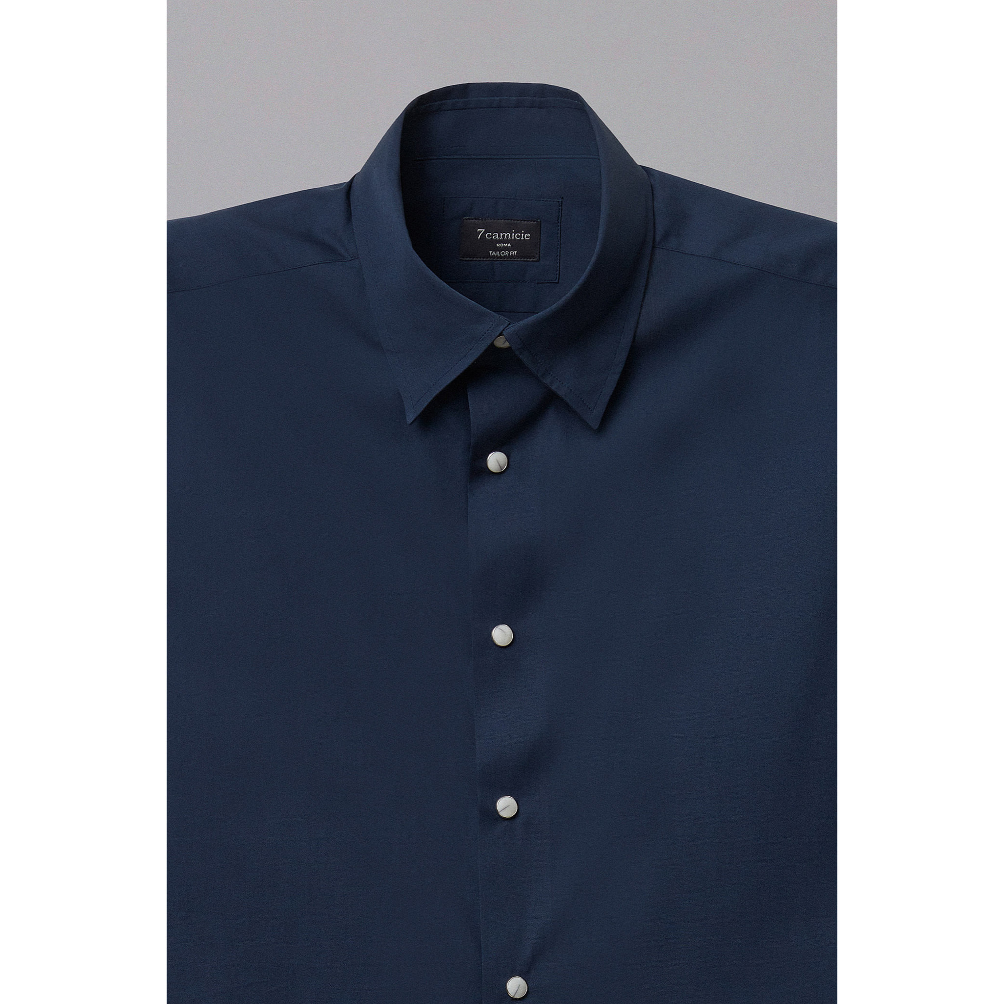 Camicia Uomo 1 Bottone Button Down Slim Popeline Stretch Unito Blu