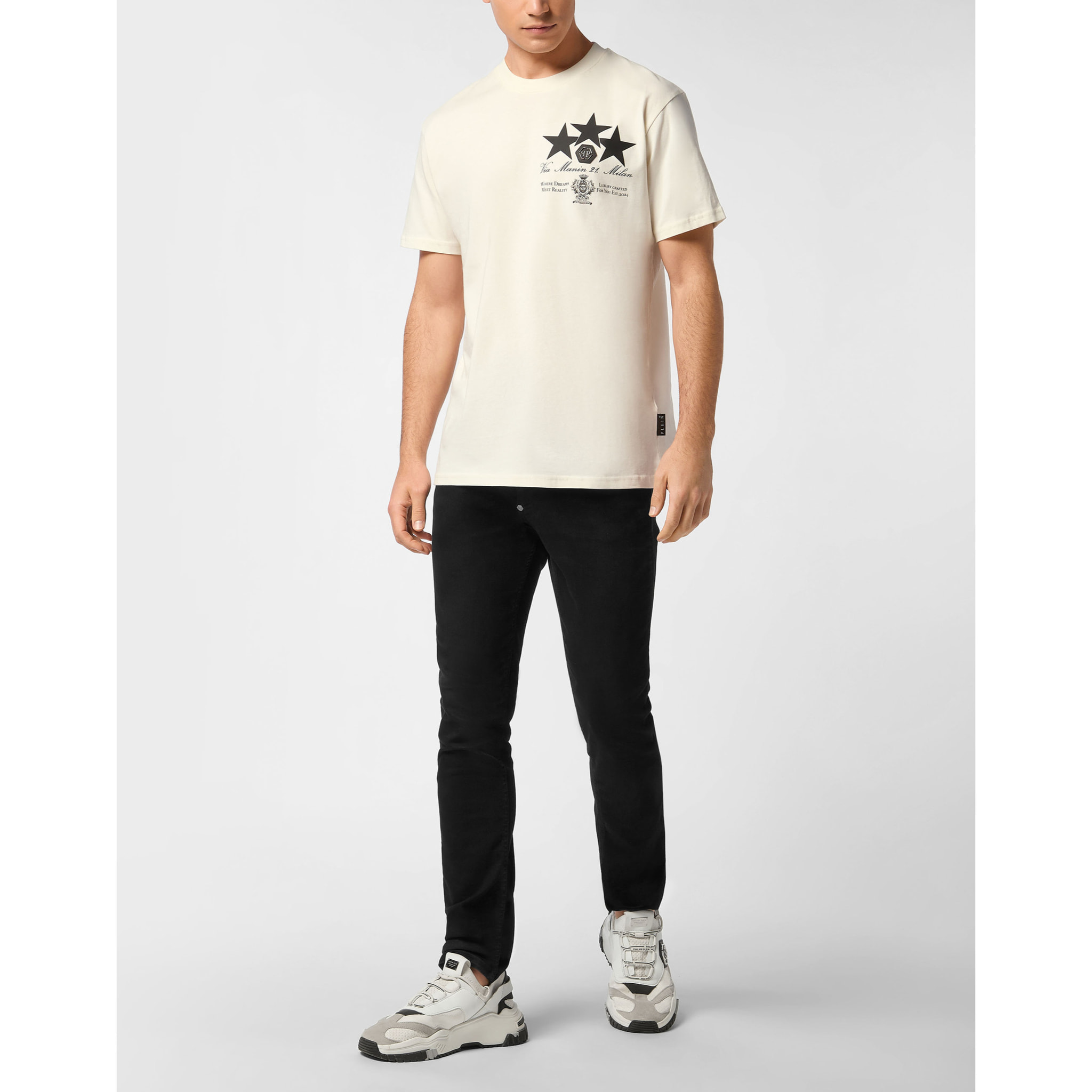 PHILIPP PLEIN Camiseta de cuello redondo y manga corta STARS