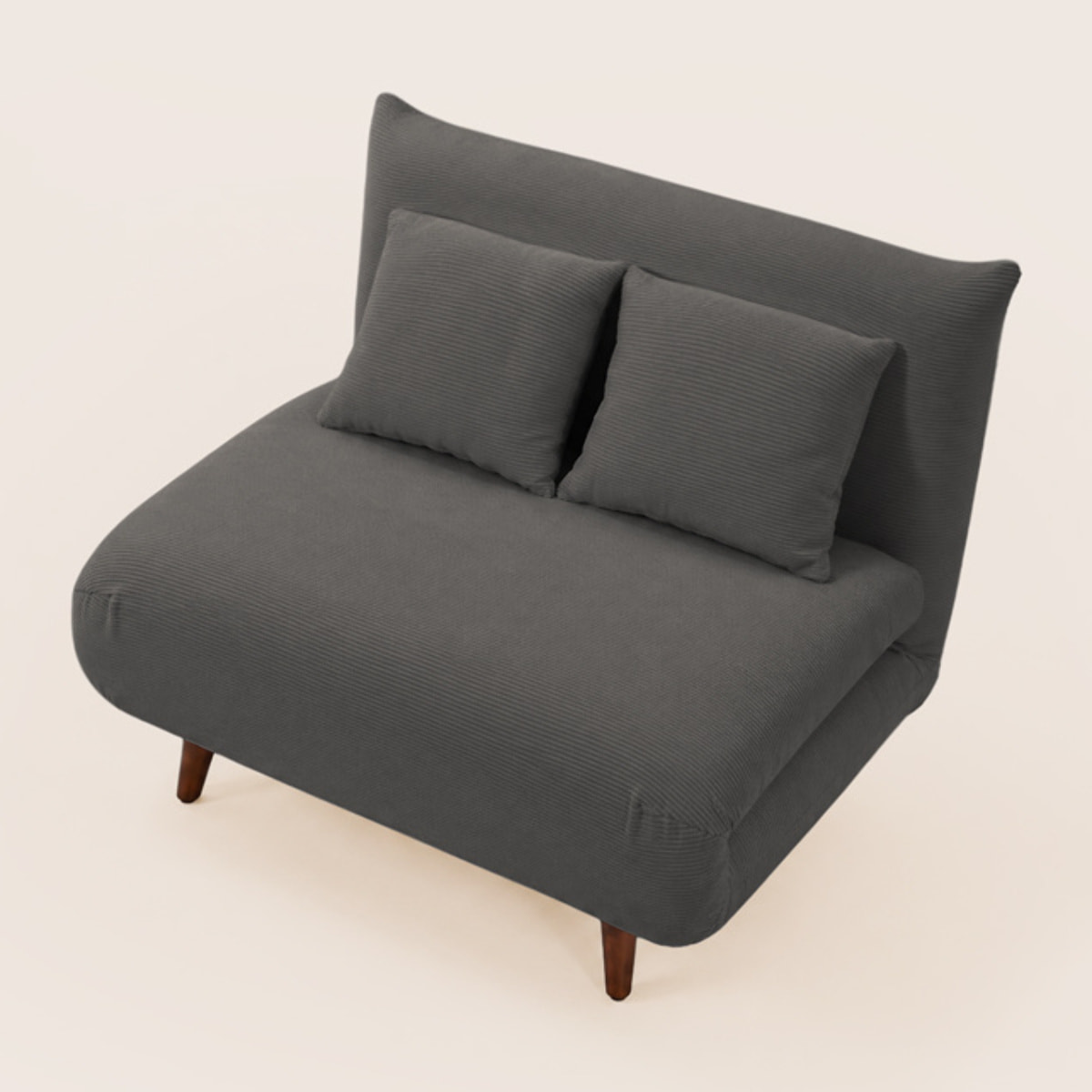Lumi - Banquette convertible clic-clac 1 place en velours côtelé - Gris