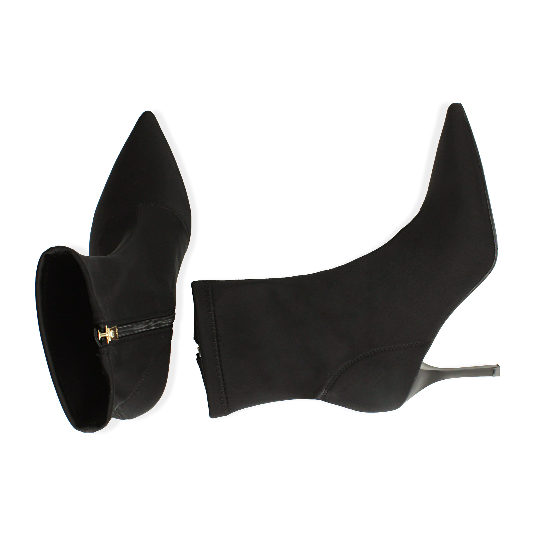 Ankle boots neri in lycra, tacco 8,5 cm