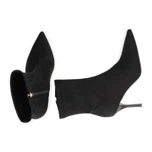 Ankle boots neri in lycra, tacco 8,5 cm