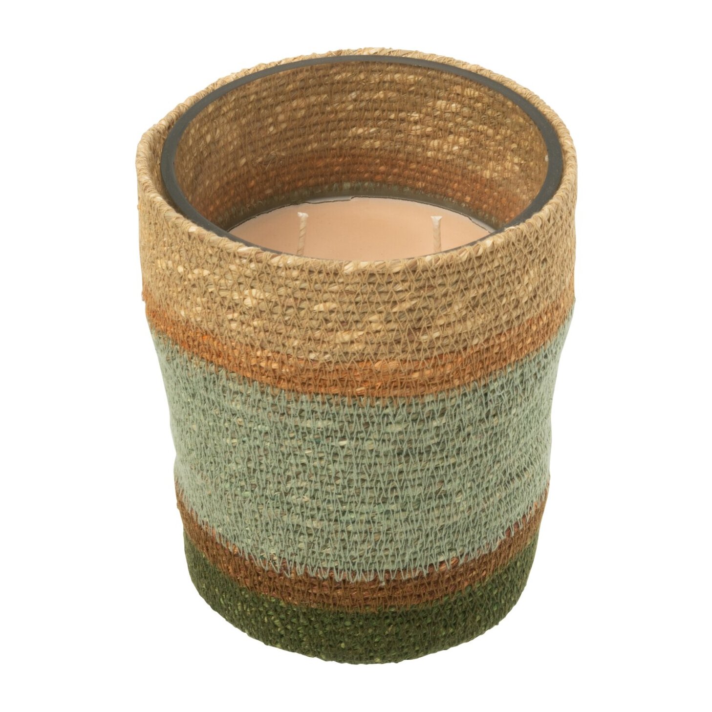 J-Line bougie parfumée Panier - Herbal Serenity - verre - beige/bleu - medium - 55H
