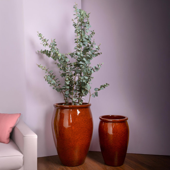 Set 2 vasi bombato - Colore Arancio - 36xH68x50cm - Bianchi Dino