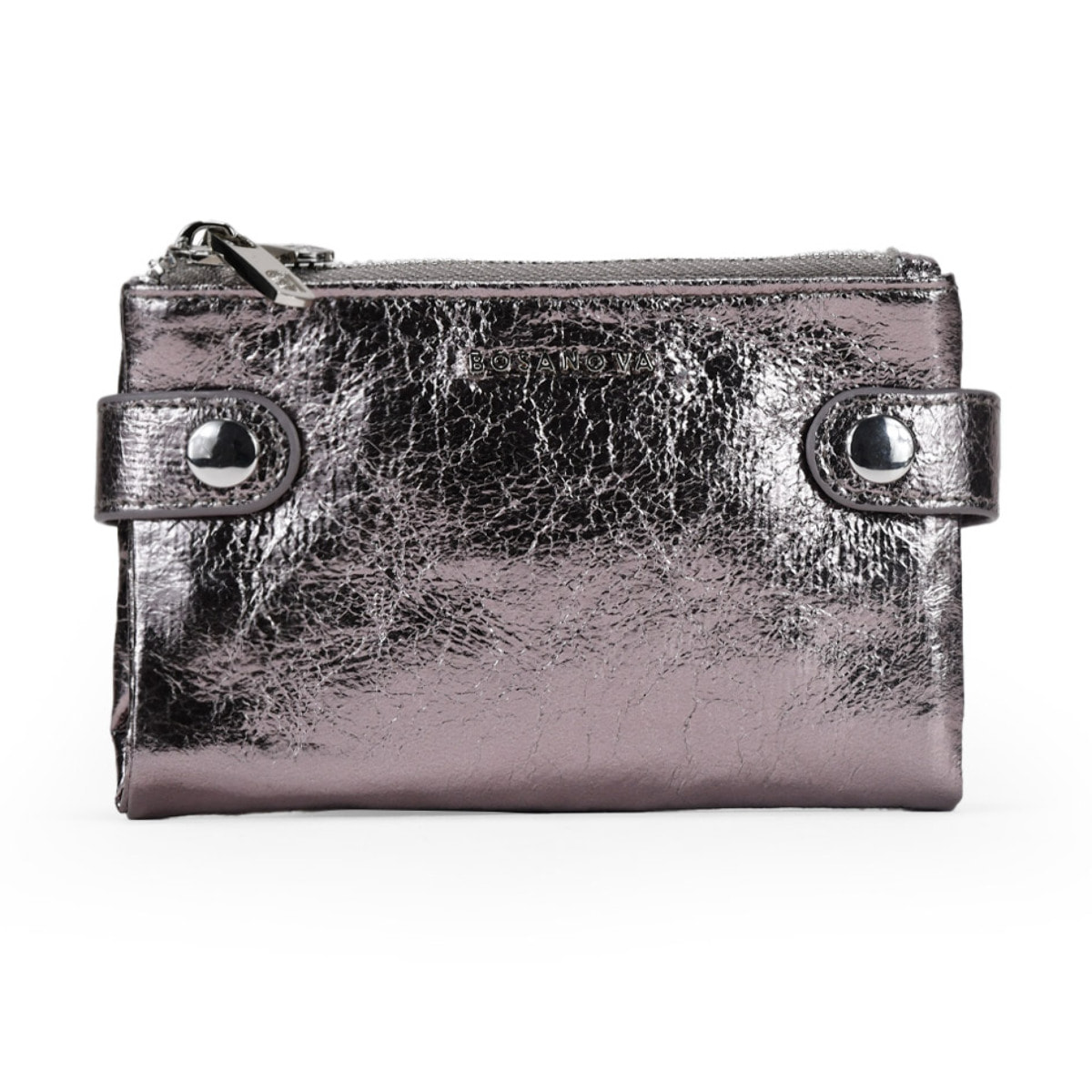 Billetero mediano plomo con doble cremallera