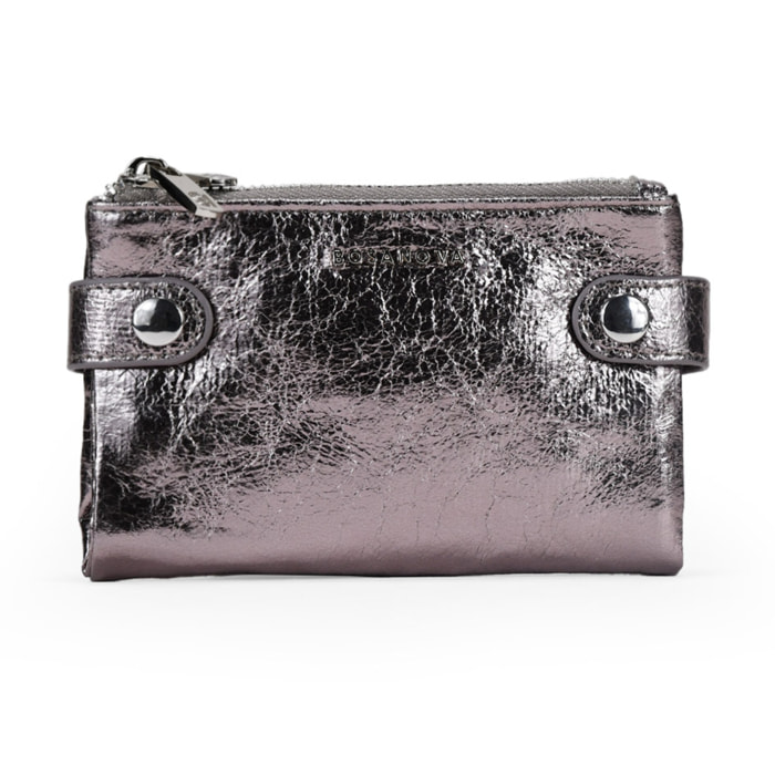 Billetero mediano plomo con doble cremallera