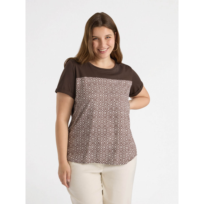 Fiorella Rubino - Camiseta con estampado étnico - Marrón