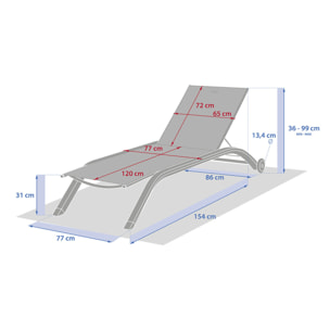Transat "Jimani" badianne & argile 2 roues en aluminium et texaline