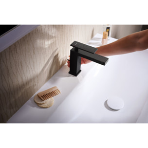 Mitigeur lavabo Tecturis E 110 EcoSmart+ avec tirette et vidage, Noir mat