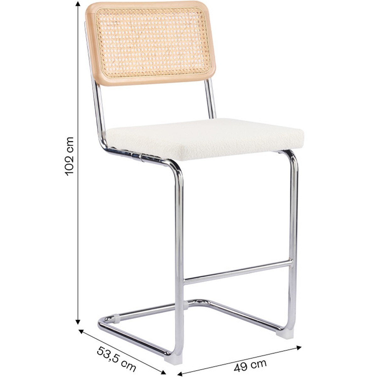 Lot de 2 tabourets de bar en cannage et tissu bouclé - MUSE