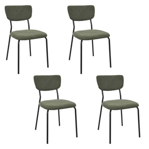 Lot de 4 Chaises - HOME DECO FACTORY - Jules - Côtelées - Confortables - Vert