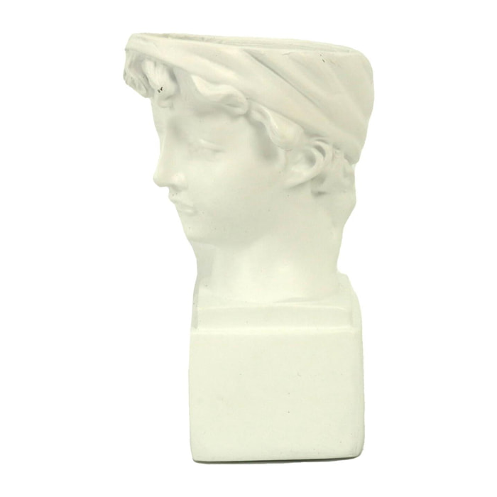 Portavaso in resina busto bianco cm9x9h15,3