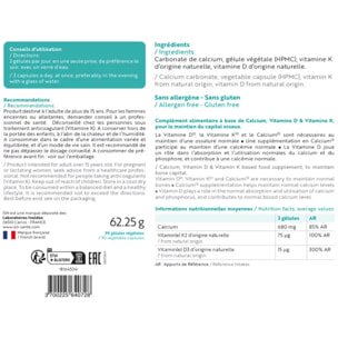 ISN - Osteobiol®- Complément alimentaire riche en calcium, vitamines D3 et K2 d'origine naturelle - Maintien de la densité osseuse - Sans allergène - Cure de 30 jours