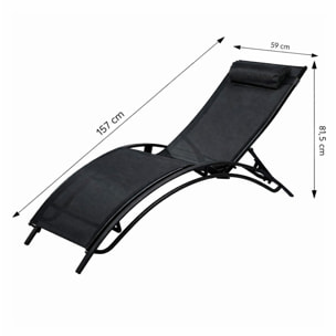 Lot de 2 transats ajustables noir MEDAN