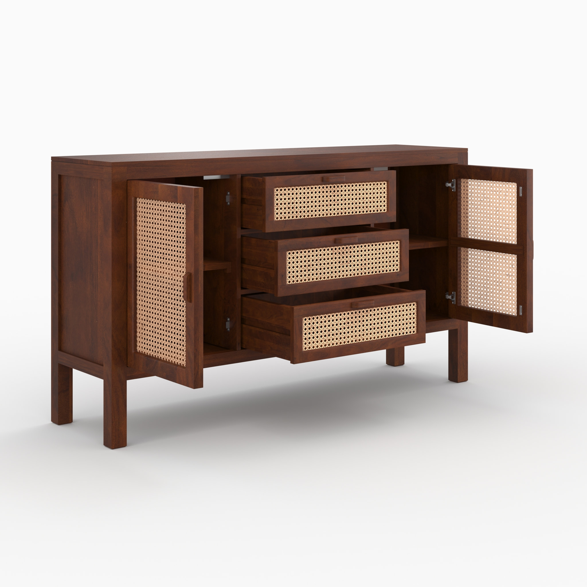 Buffet en bois de manguier et cannage - Tiki