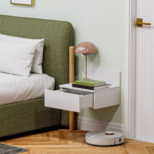 Juego de 2 Mesitas de Noche Flotantes Mesillas de Noche para Dormitorio con Cajón Mesas de Noche para Habitación Hogar 43x36,5x30,5 cm Blanco