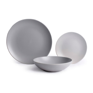 Servizio piatti 18 pezzi in ceramica - GRIGIO
