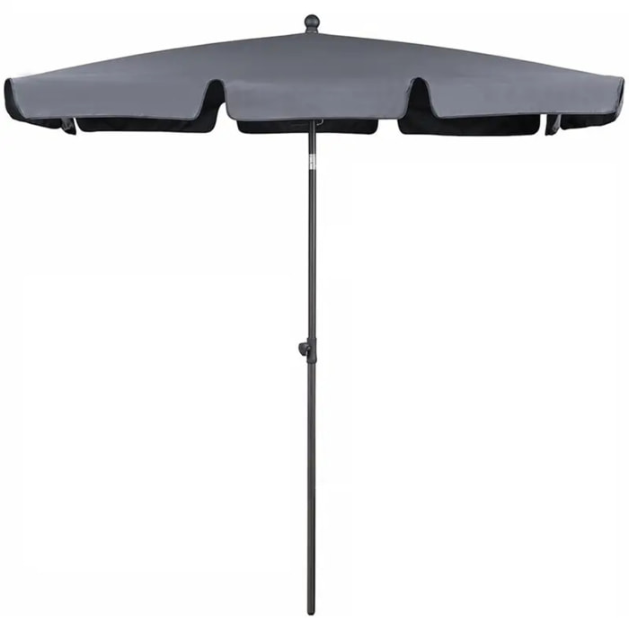 Ombrellone Rettangolare Da Giardino Parasole Balcone Inclinazione Regolabile Anti UV Impermeabile Per Mare Spiaggia Piscina Terrazzo 198x125 Cm Grigio
