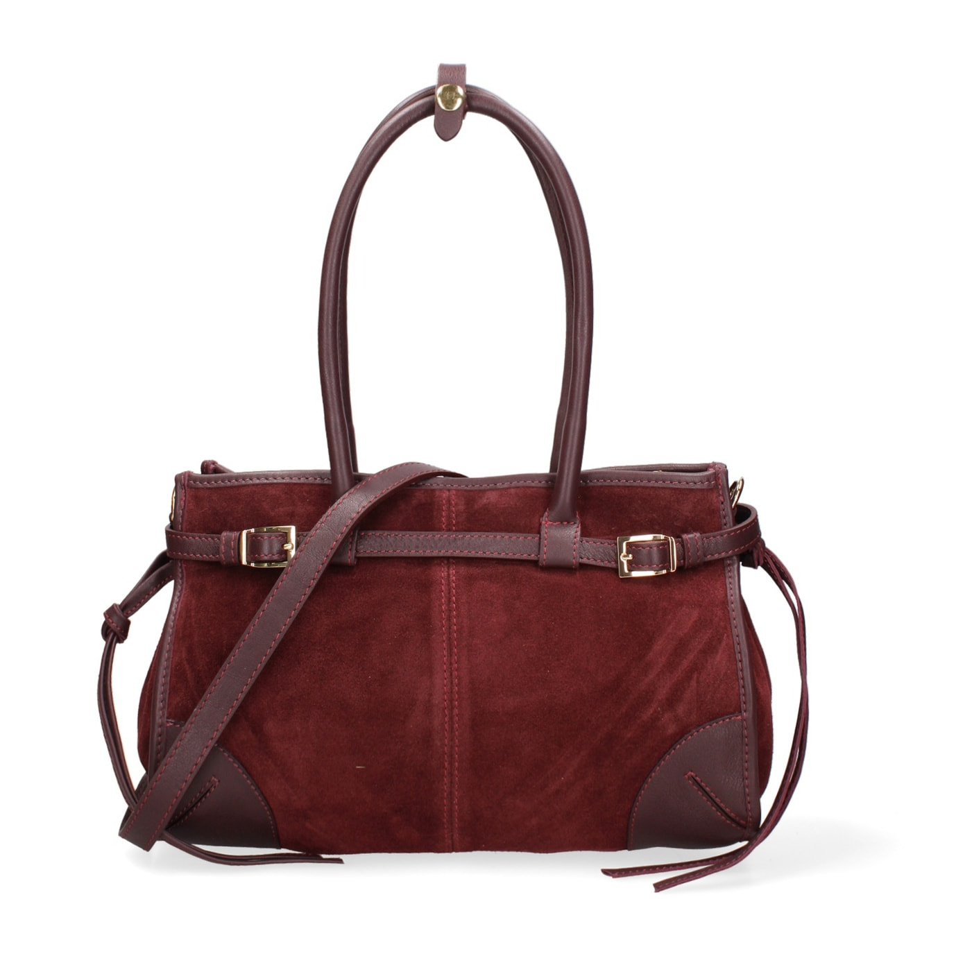 Borsa a spalla da donna Made in Italy - Modello Novara Ultra - Pelle scamosciata - 31.5 x 20.0 x 14.0 cm