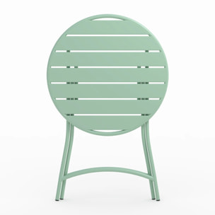 Table de jardin ronde et pliante en métal vert clair 2 personnes - Yumi