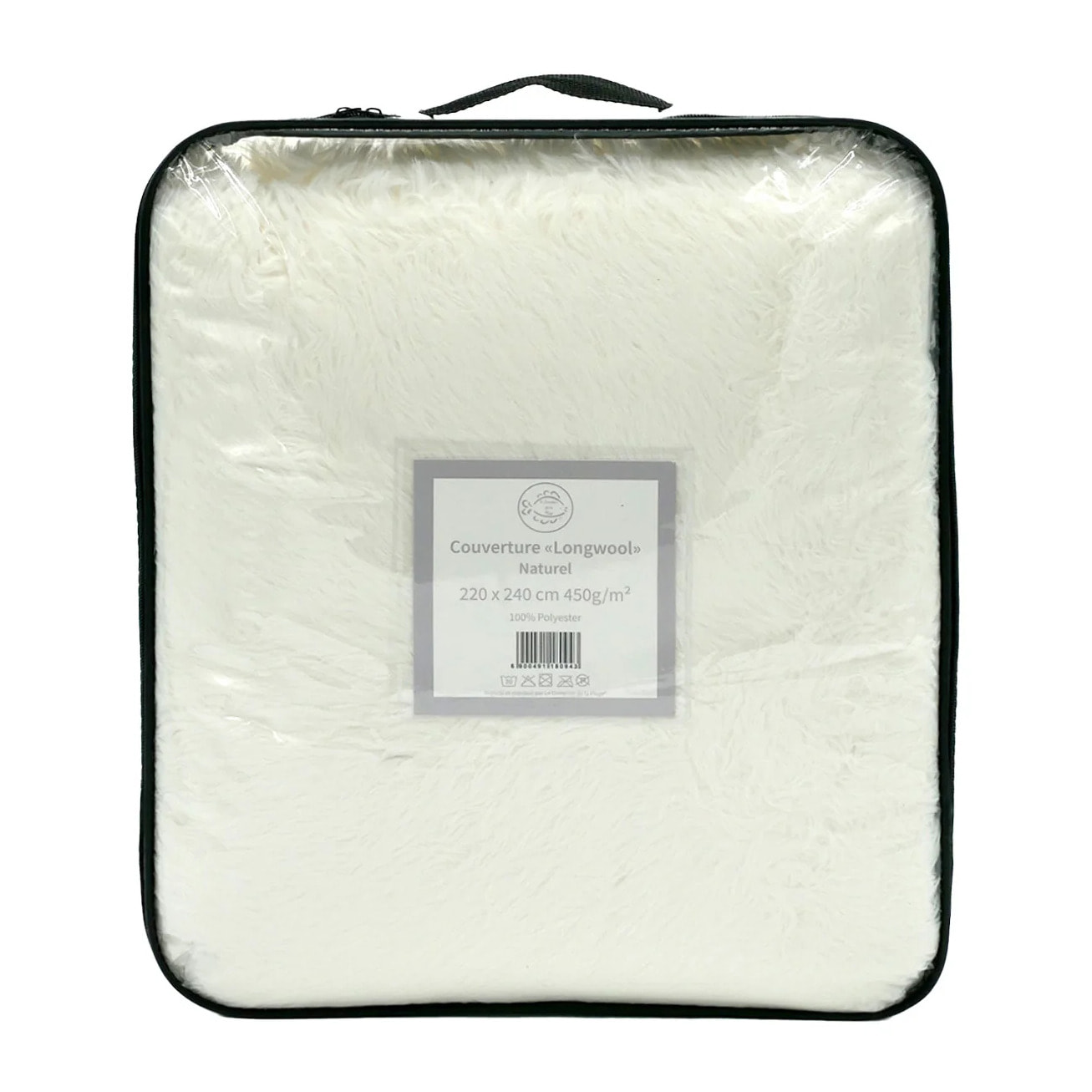 Couverture imitation poils longs - Longwool Naturel - 220x240cm - 450g/m²