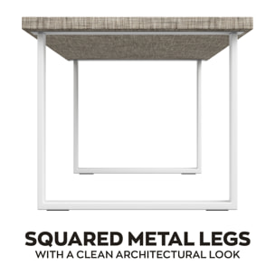 Tavolo da pranzo in legno e metallo con piedi squared bianchi 220x100 cm Grigio Testurizzato