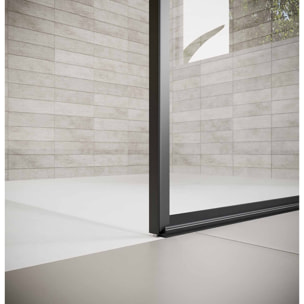 Paroi de retour 80x180 cm pour Porte de Douche - Verre Trempe 5mm - Finition Noire - DARK ELEMENTARY