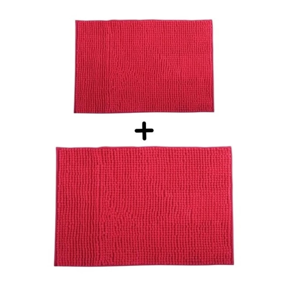 Lot de 2 Tapis de bain Microfibre CHENILLE Fuschia 40x60 et 60x90cm MSV