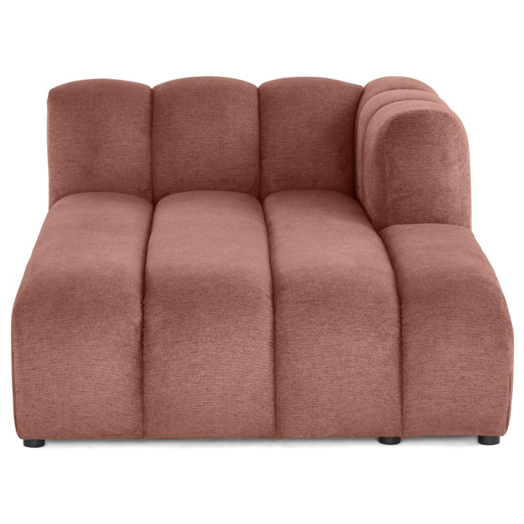 Debbie - module d'assise méridienne droit en tissu texturé - Rose