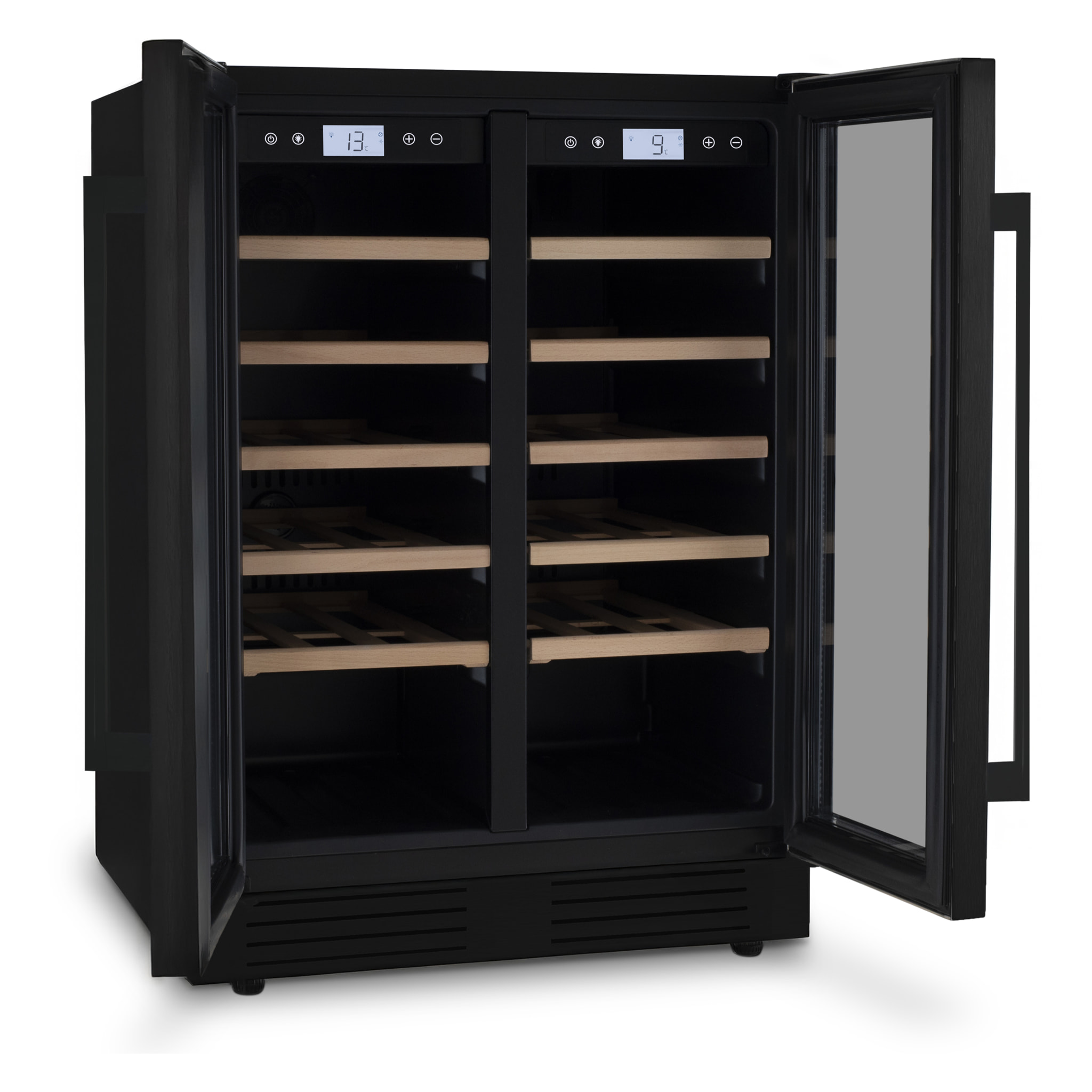 LES PETITS CHAMPS Vinoteca empotrada de 42 botellas CAVCEDB42 de doble zona (5-20°C, 10 estantes de madera)