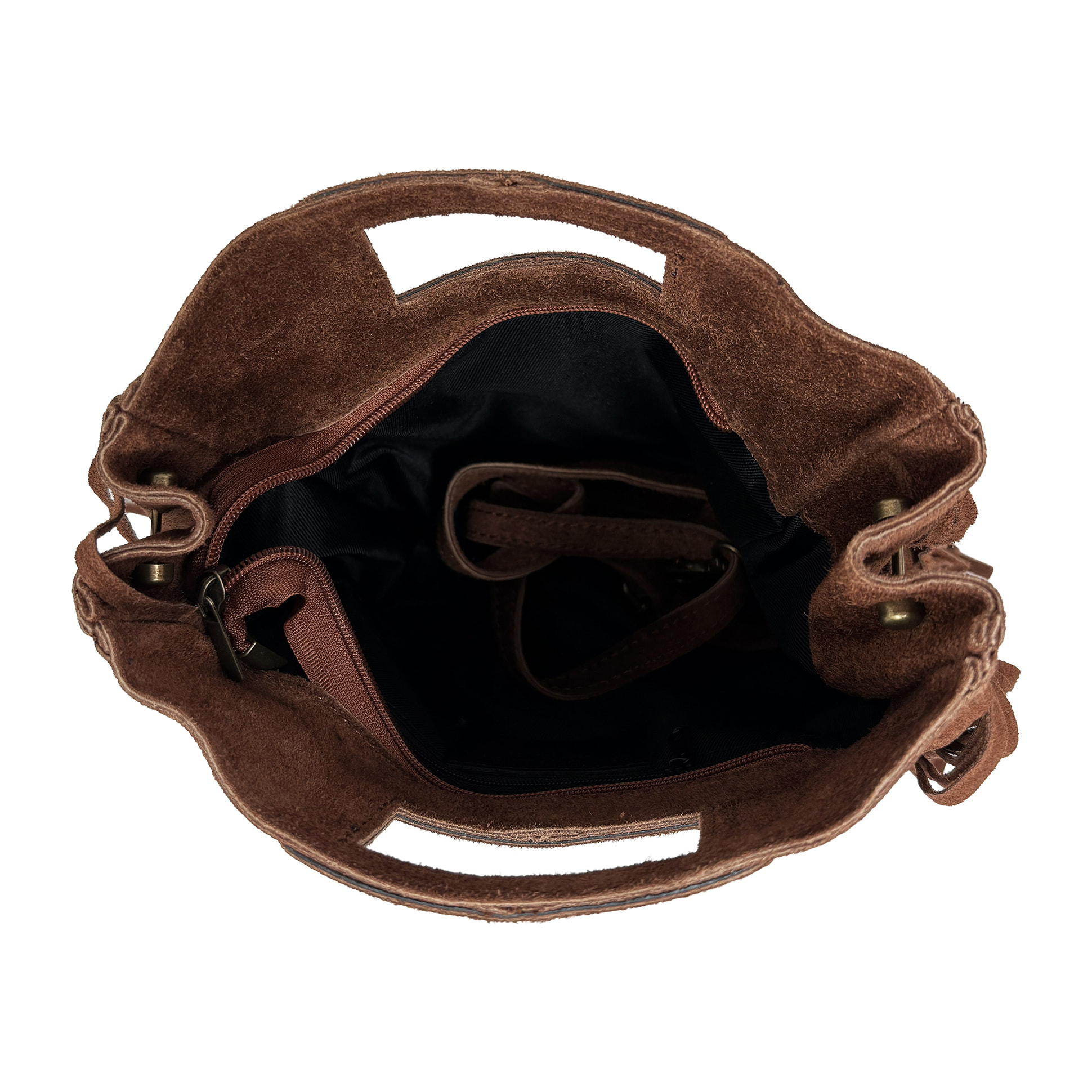 Borsa a Mano in Vera Pelle Scamosciata con Frange Made in Italy