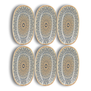Lot de 6 assiettes de présentation en porcelaine bleue 18,5cm BYZANCE