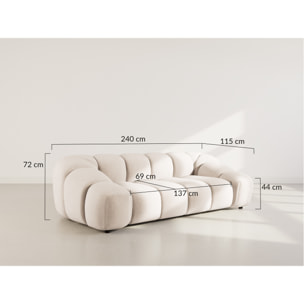 Ava - canapé 3 places en velours texturé - Beige