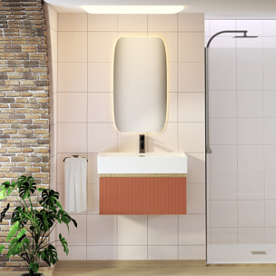 Conjunto de Baño Zel | Mueble Suspendido | 70 cm Scarlato | Un Cajón | Lavabo Encastrado | No incluye Espejo | Mueble Montado| Alday