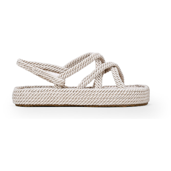 Sandalias con plataforma beige de cuerda