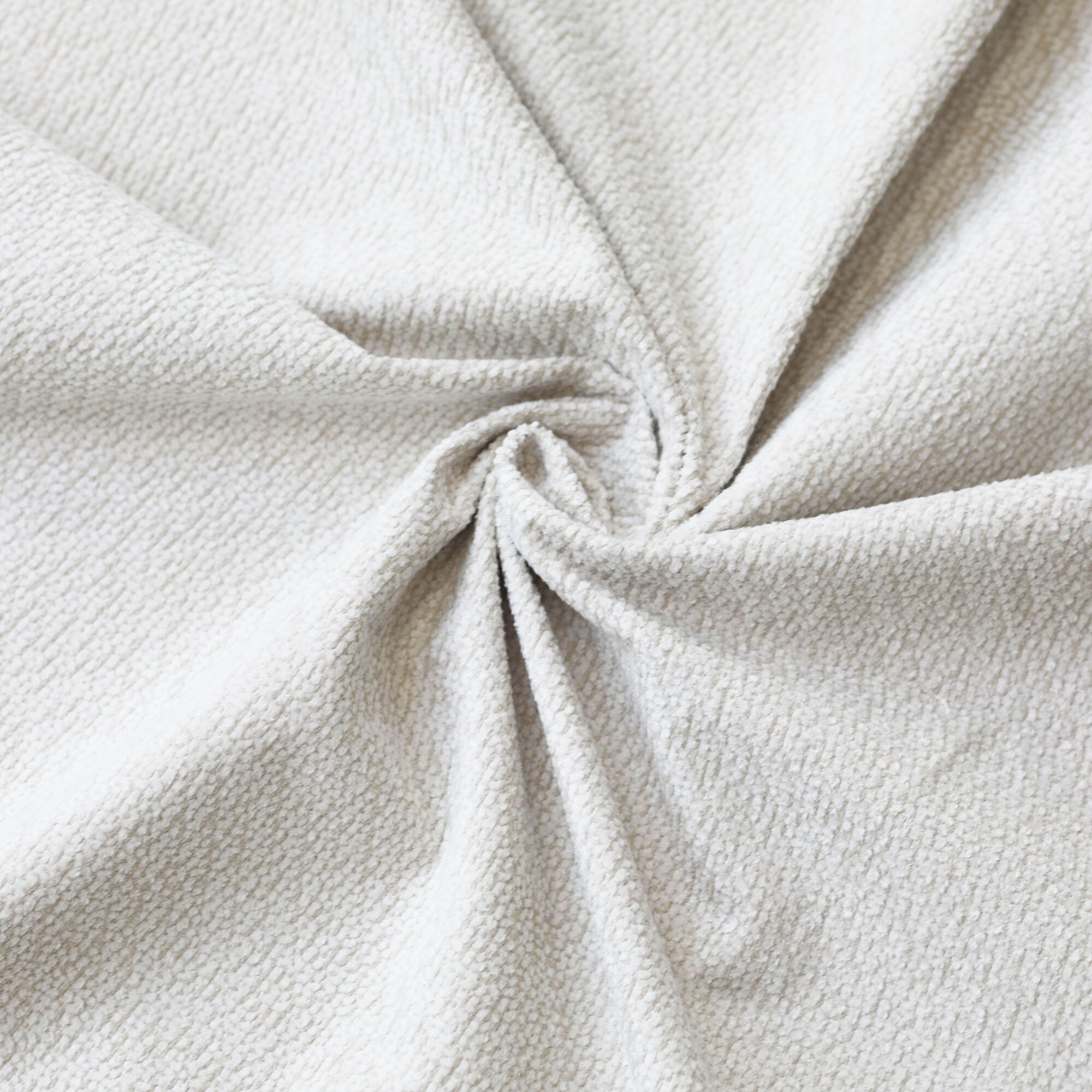 Ensemble matelas mémoire de forme MEMORIA avec sommier et tête de lit, chenille bouclettes crème