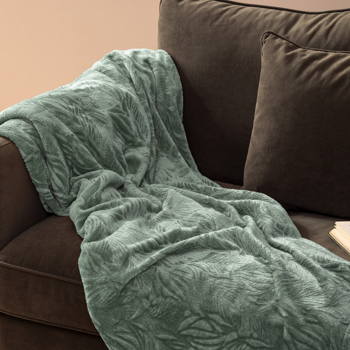 Plaid flanelle Ryo bleu 125x150cm