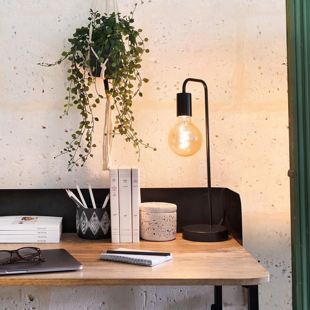 Lampe "Keli" noire - métal H45 cm