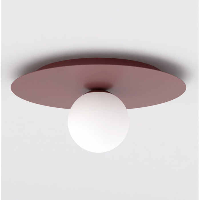 Lampada da soffitto SOLAR bordeaux con diffusore in vetro opalino