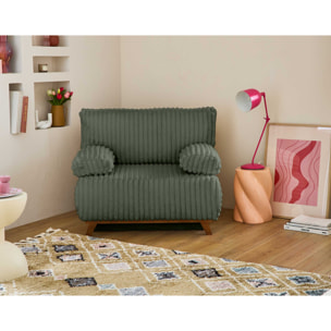 Cristal - fauteuil - convertible avec coffre - en fausse fourrure côtelée - Vert