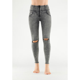 Jeans push up WR.UP® vita alta superskinny denim navetta marble e strappi