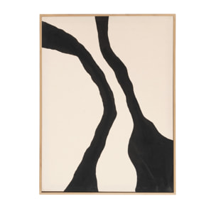 Tableau blanc et noir décoratif sur coton avec cadre en bois peint à la main à la peinture à l'huile en différentes tailles