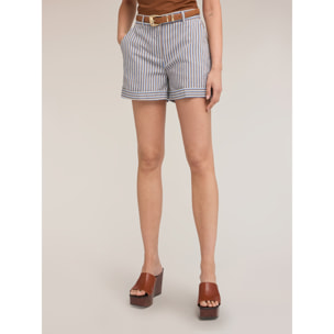 Motivi - Shorts de rayas en mezcla de algodón - Light - blue