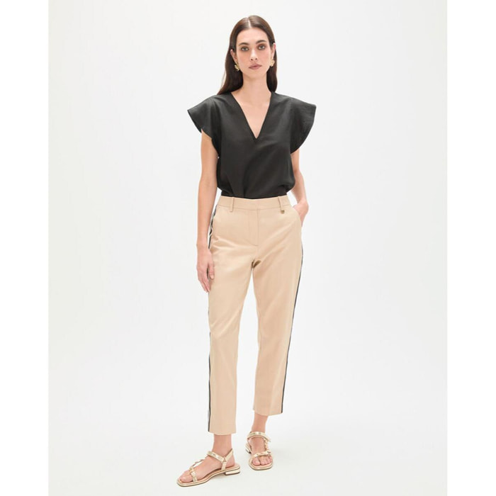 Pantaloni dritti con strisce laterali