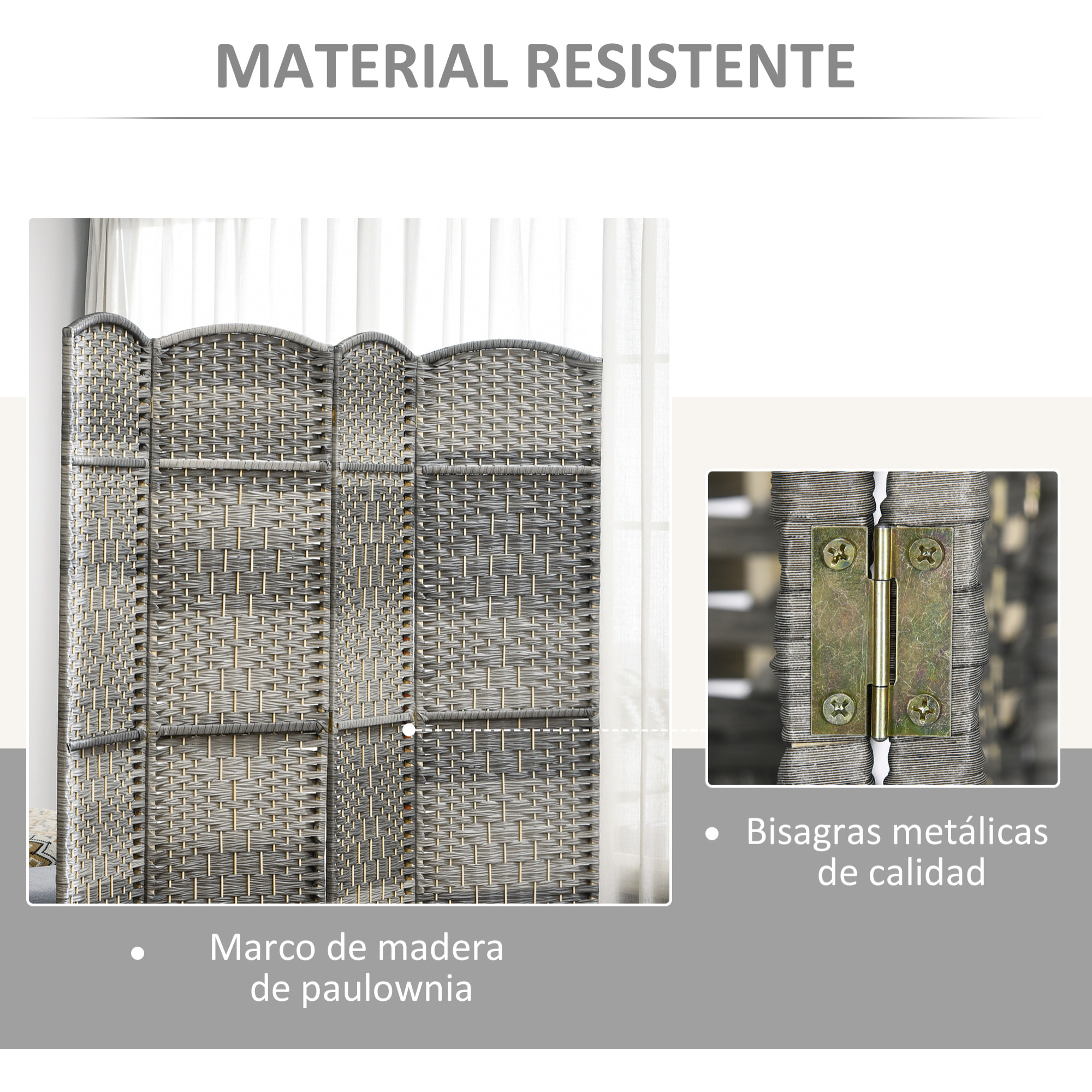 Biombo Plegable de 3 Paneles 135x180 cm Biombo Separador de Ambientes Pantalla de Privacidad de Polipropileno para Oficina Dormitorio Gris Mixto