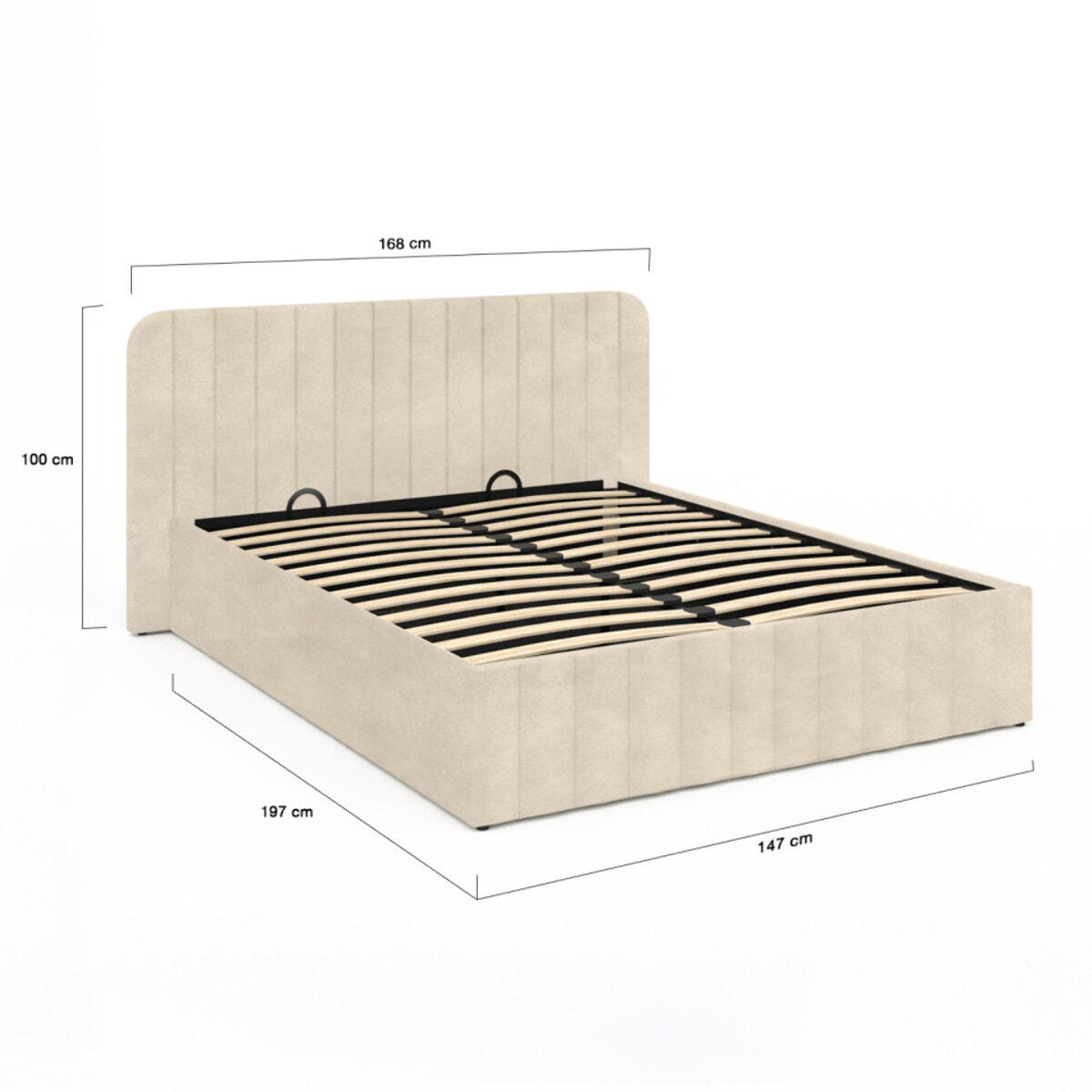 Lit coffre Valentina 140x190cm velours beige