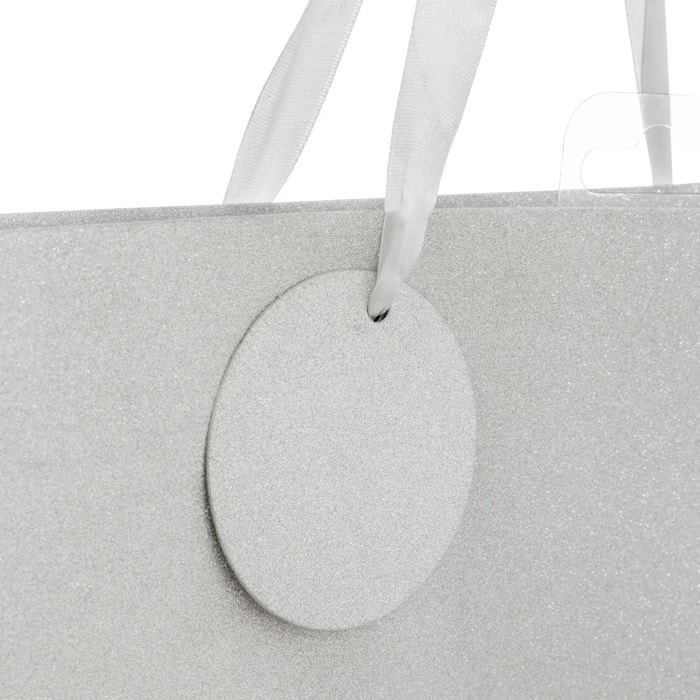 Sac cadeau paillettes grande taille argent