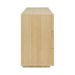 Commode de rangement effet bois 6 tiroirs naturel L 120 x P 43 x H 75cm - Kuba