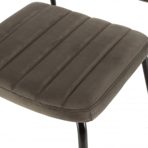 ALBANE - Lot de 2 chaises velours gris foncé pieds en métal noir