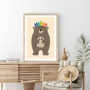 Affiche  playing indians Affiche + cadre en bois - Chêne