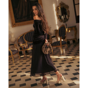 Vestido de punto elástico con flecos y corte ajustado de mujer